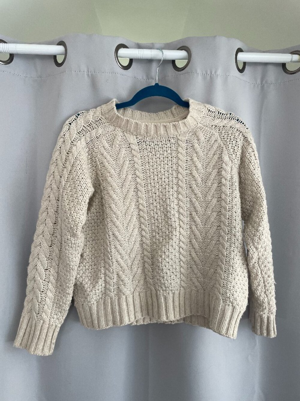 Fatface Cream Wool blend cable knit crewneck sweater - US 4